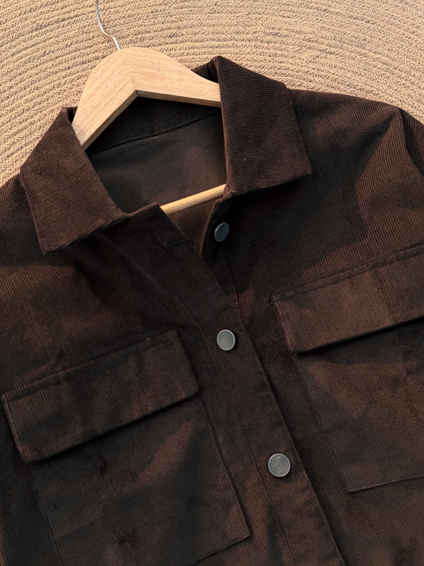 Corduroy women's Crop Jacket- Chocolate