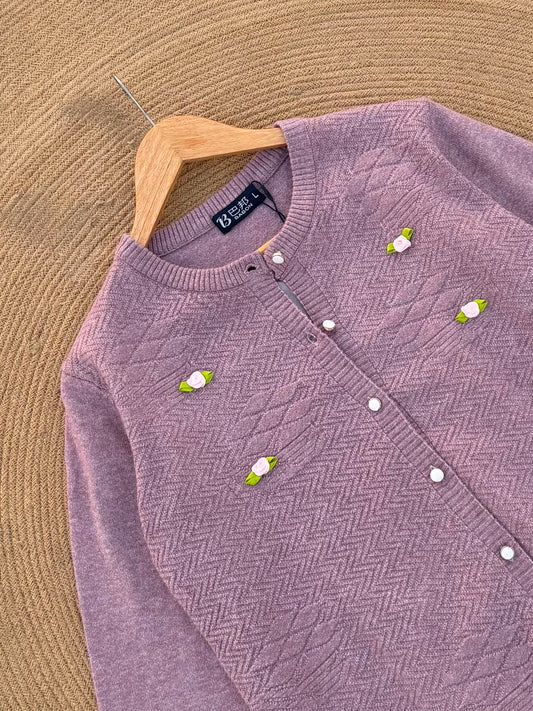 Knitted Cardigan- Purple