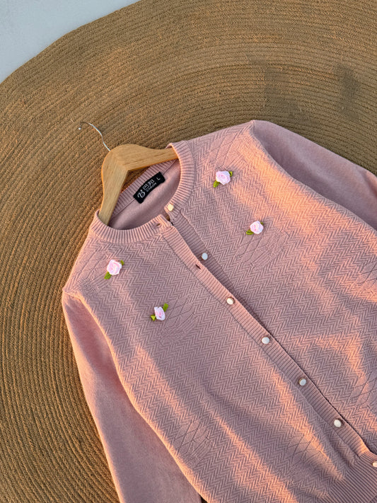 Knitted Cardigan- Baby Pink