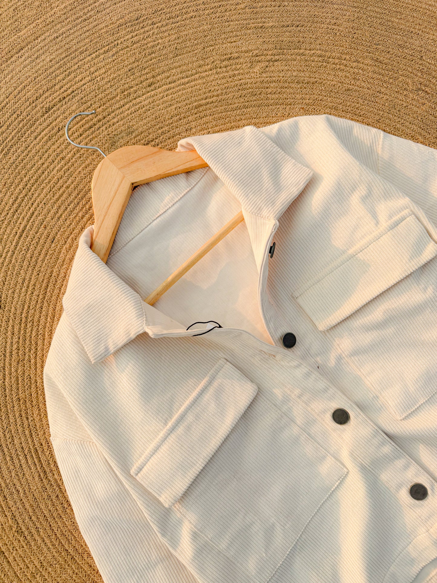 Corduroy women's Crop Jacket- Off-white