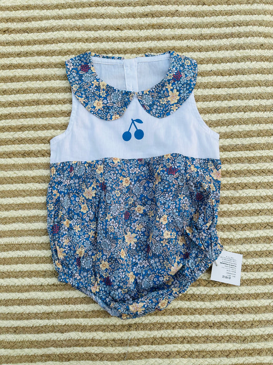 Baby Romper-cherry appliqué