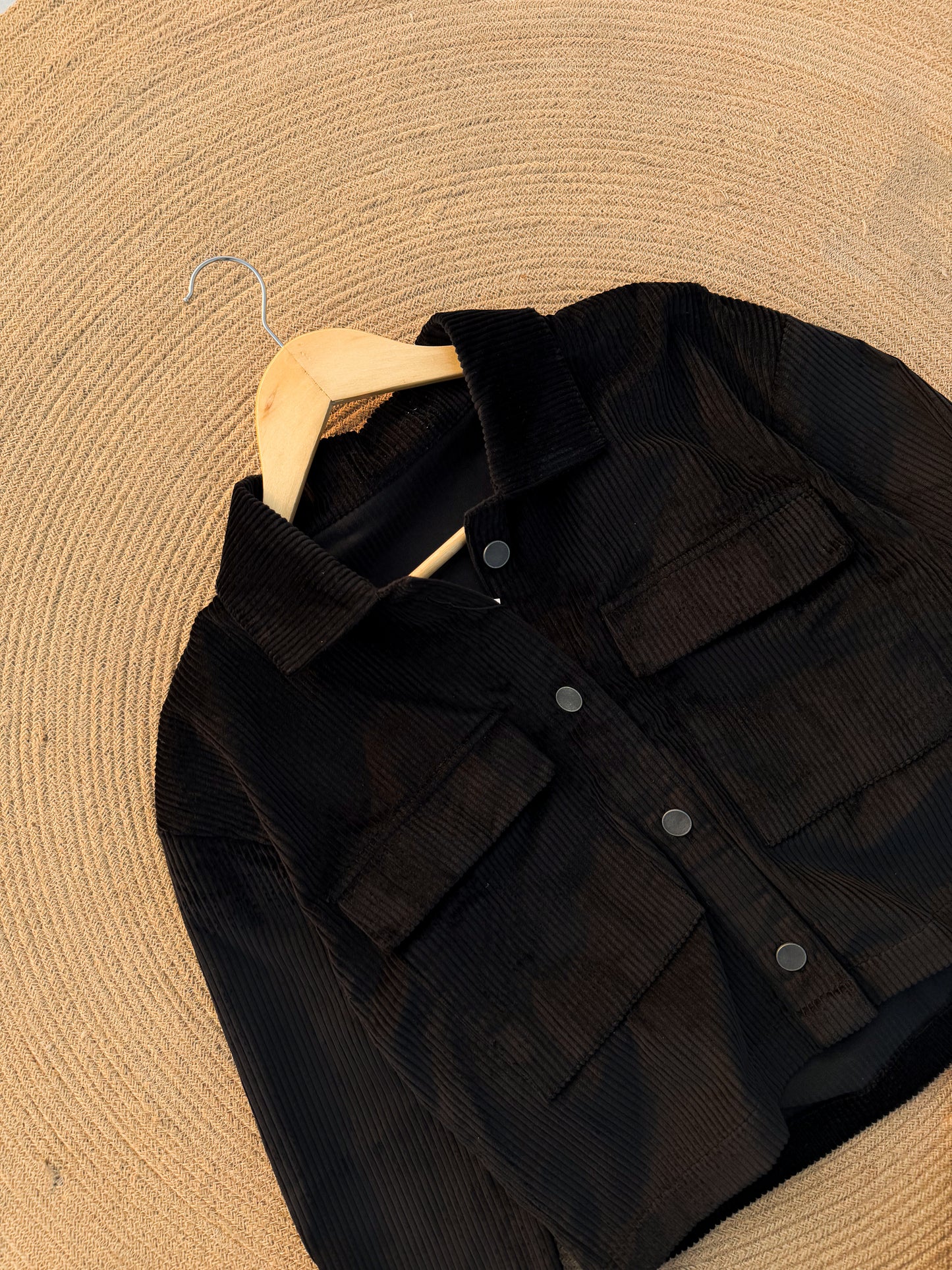 Corduroy women's Crop Jacket- Black