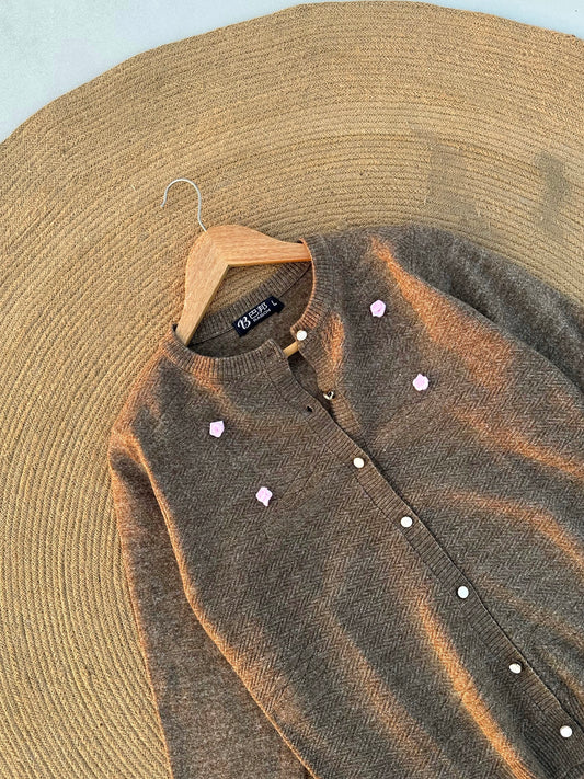 Knitted Cardigan- Light Coffee