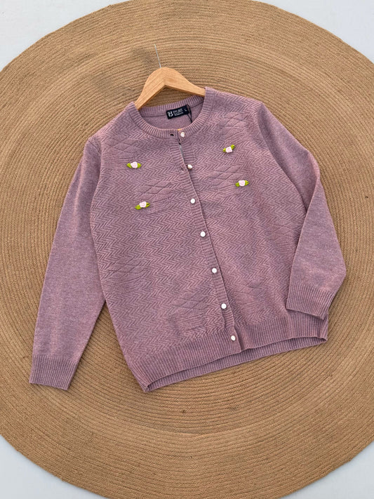 Knitted Cardigan- Purple