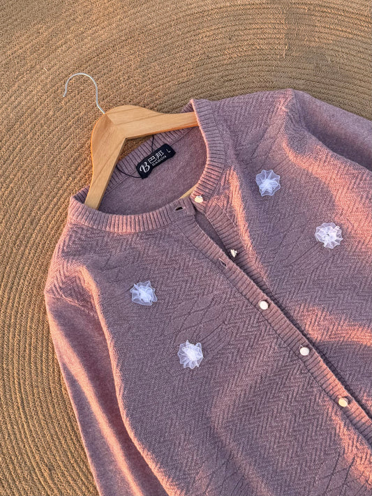 Knitted Cardigan- Purple Floral
