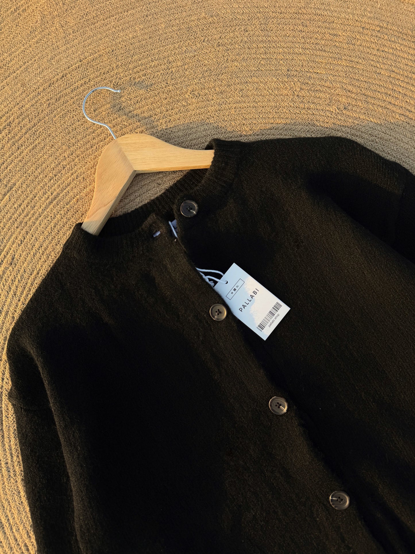 Pallabi Soft Knit Button Cardigan-Black