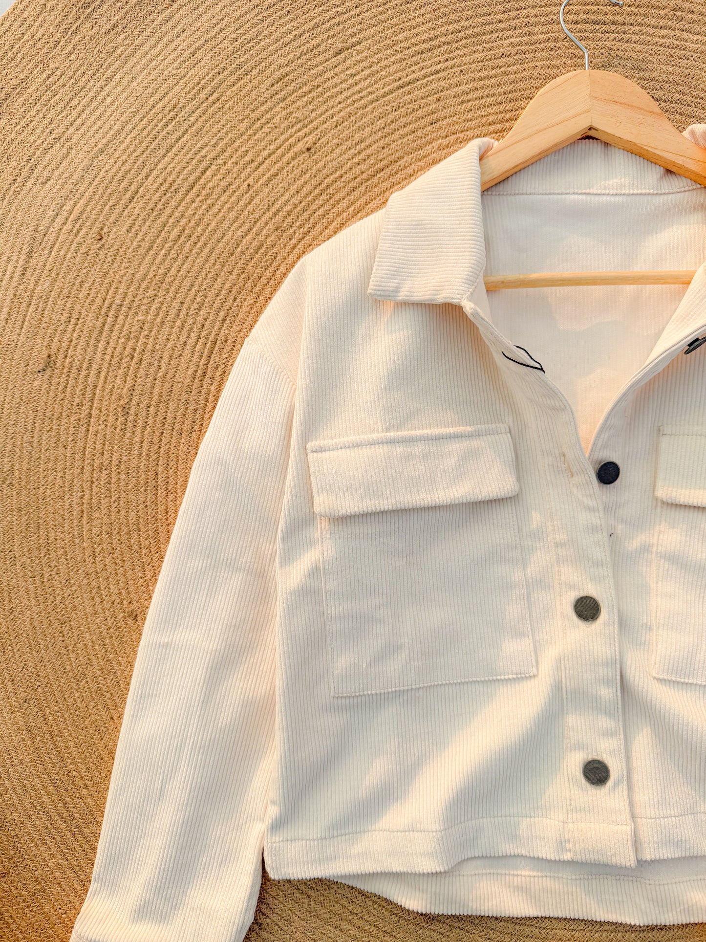 Corduroy women's Crop Jacket- Off-white