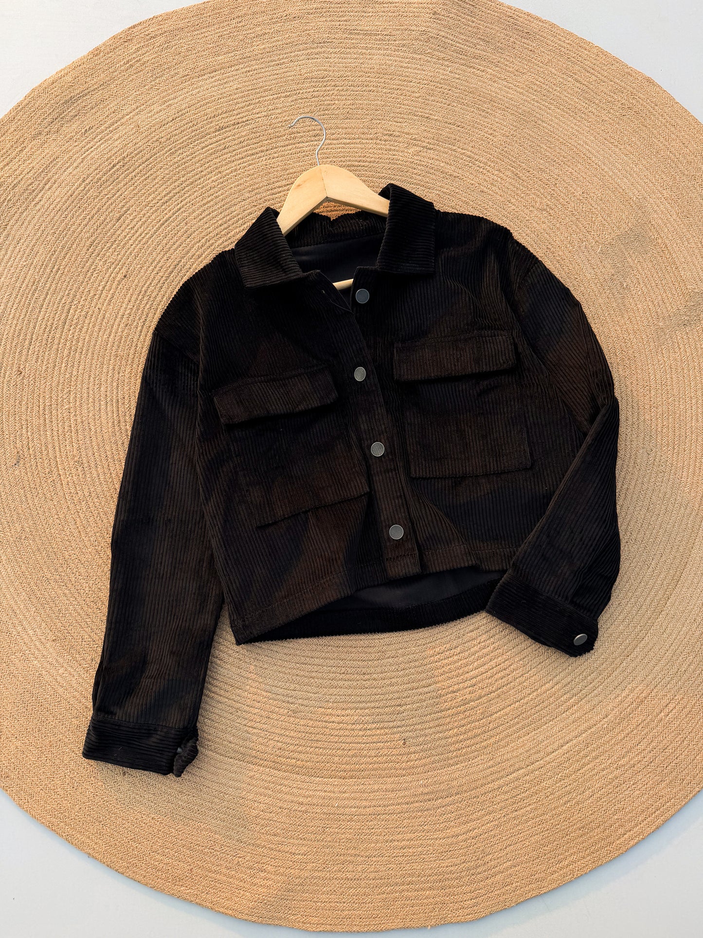 Corduroy women's Crop Jacket- Black