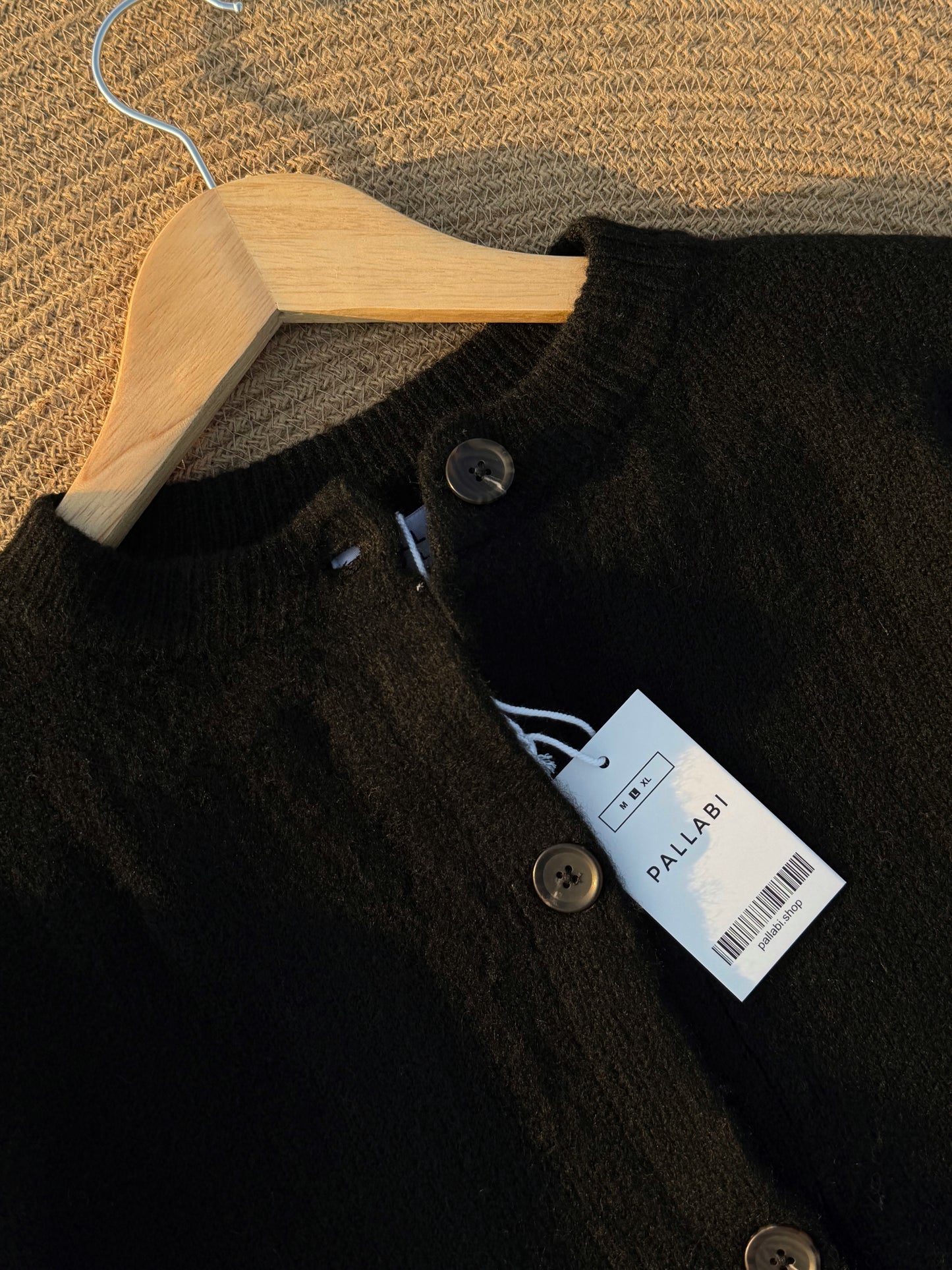 Pallabi Soft Knit Button Cardigan-Black