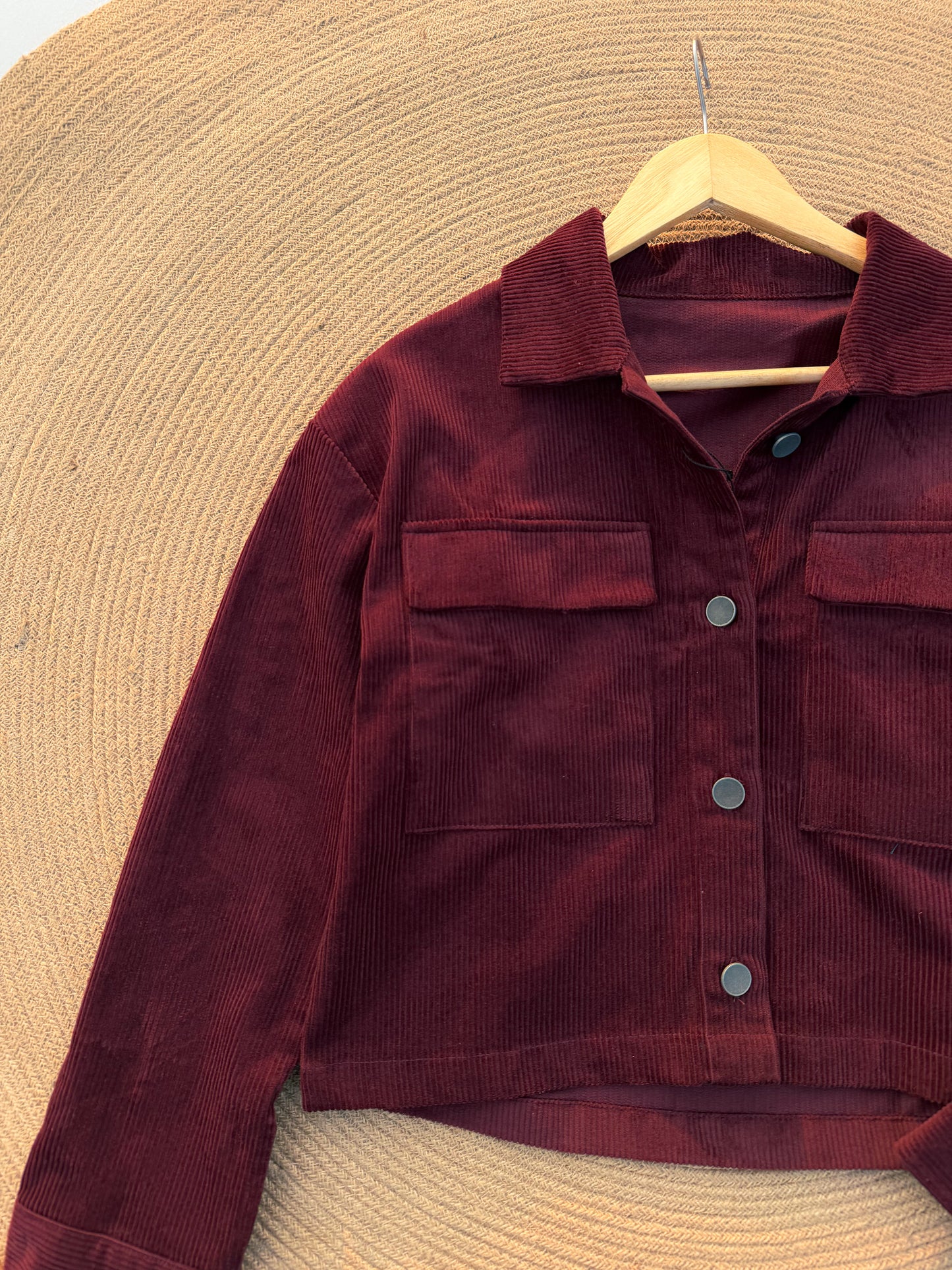 Corduroy women's Crop Jacket- Maroon