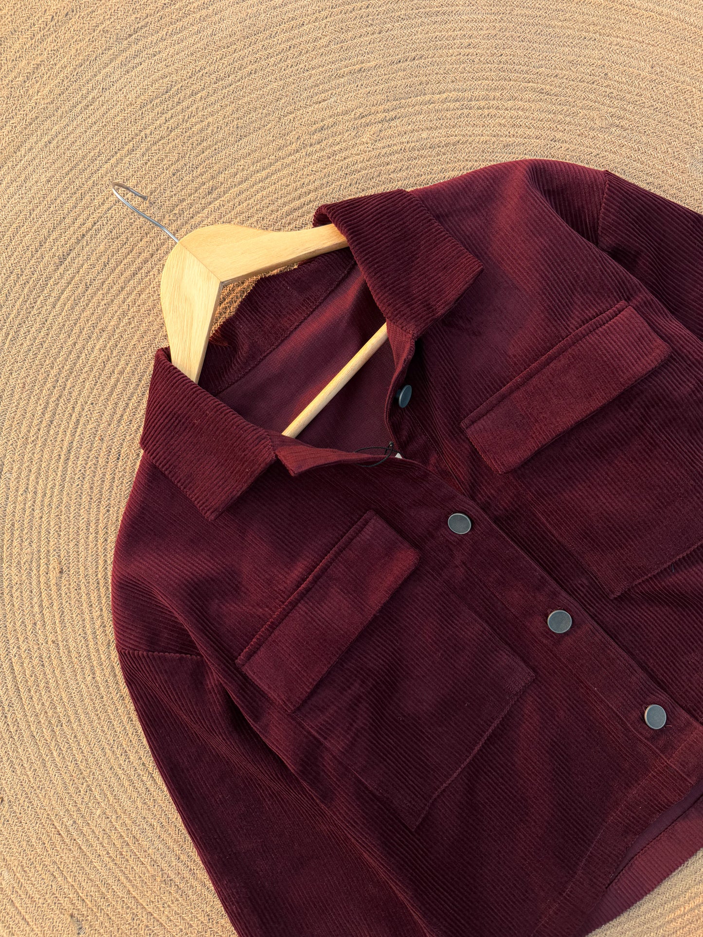 Corduroy women's Crop Jacket- Maroon