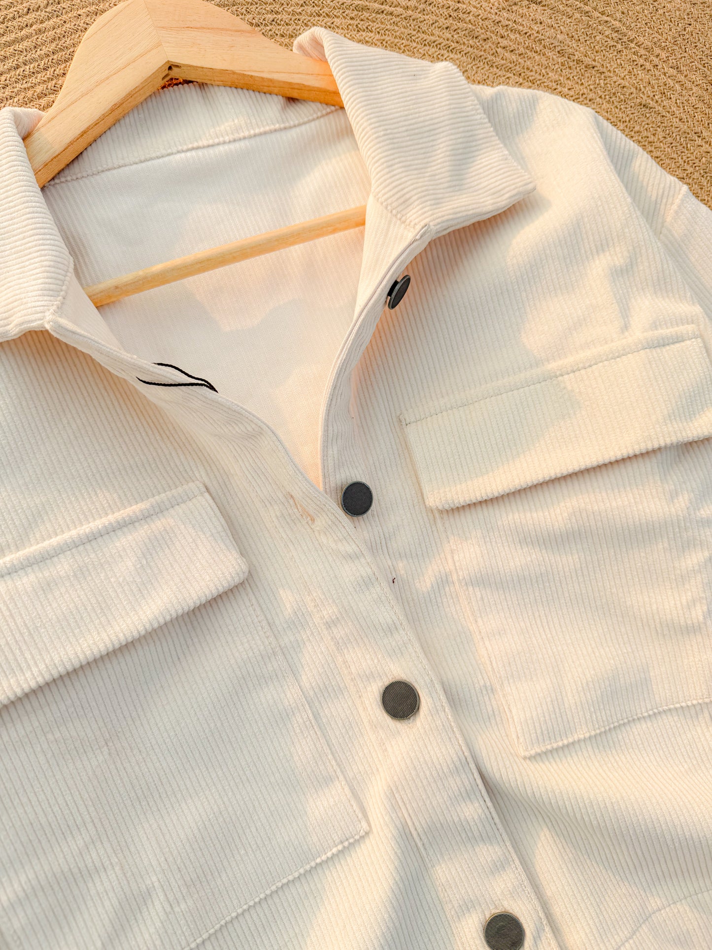 Corduroy women's Crop Jacket- Off-white