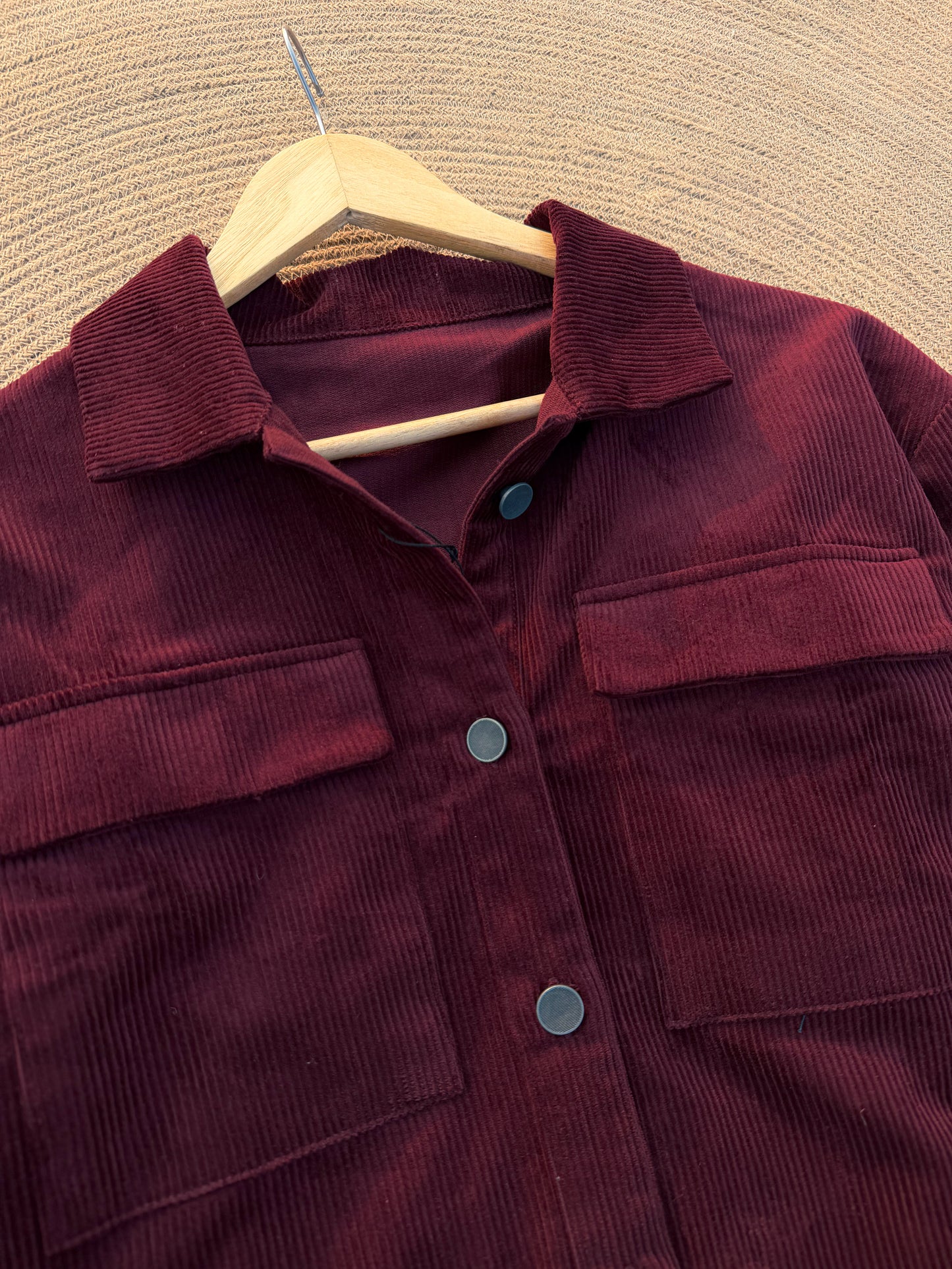 Corduroy women's Crop Jacket- Maroon