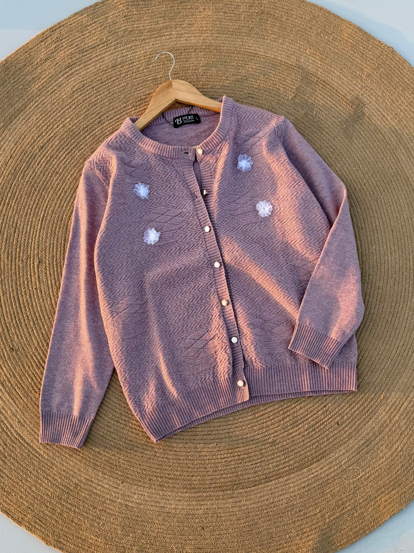 Knitted Cardigan- Purple Floral