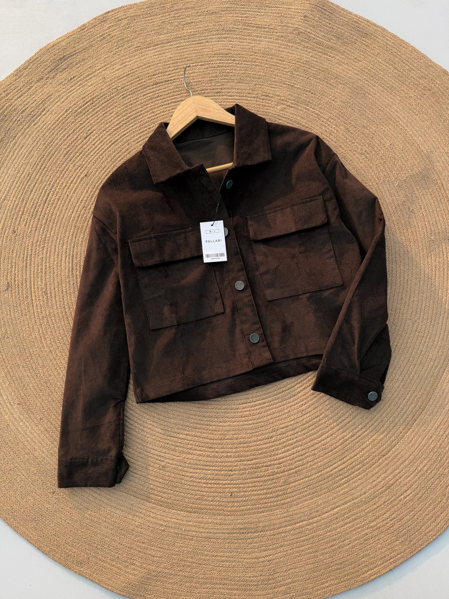 Corduroy women's Crop Jacket- Chocolate